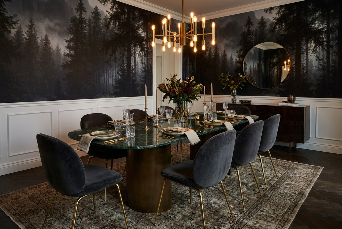 Gloomy Pine Dark Forest Wallpaper Mural interior scene