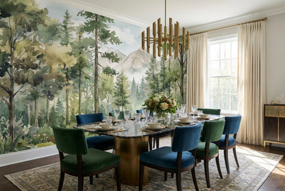Woodland Forest Green Wallpaper Mural interior scene