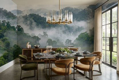 Hazy Misty Forest Wallpaper Mural interior scene