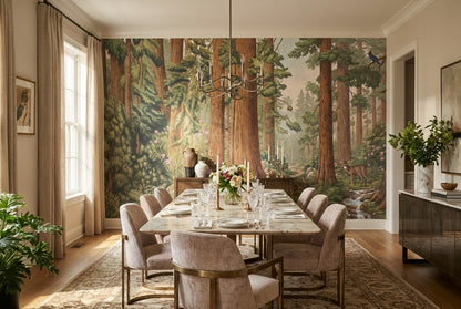 Giant Green Redwood Forest Wallpaper Mural interior scene