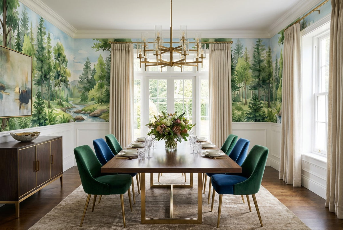 Fresh Meadow Forest Green Wallpaper Mural interior scene