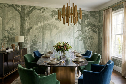 Verdant Forest Green Wallpaper Mural interior scene