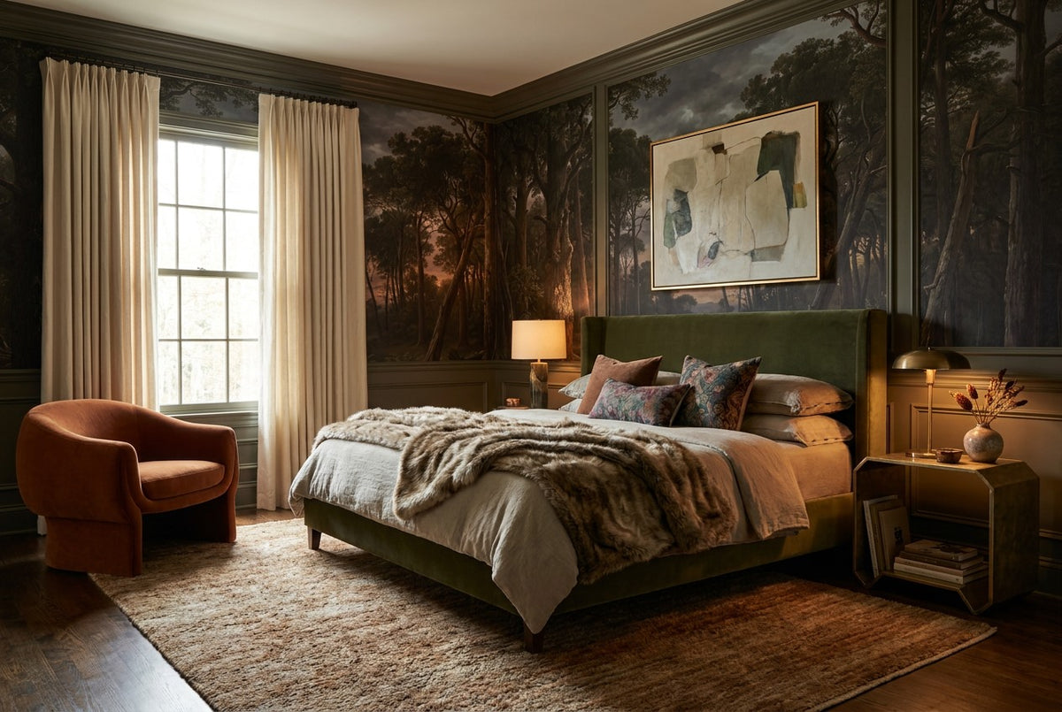 Moody Twilight Dark Forest Wallpaper Mural interior scene