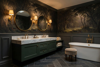 Inky Haunting Dark Forest Wallpaper Mural interior scene