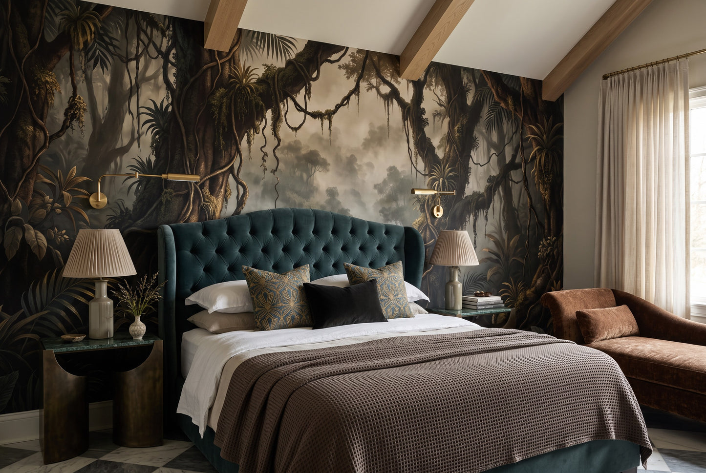 Charcoal Gothic Dark Forest Wallpaper Mural interior scene