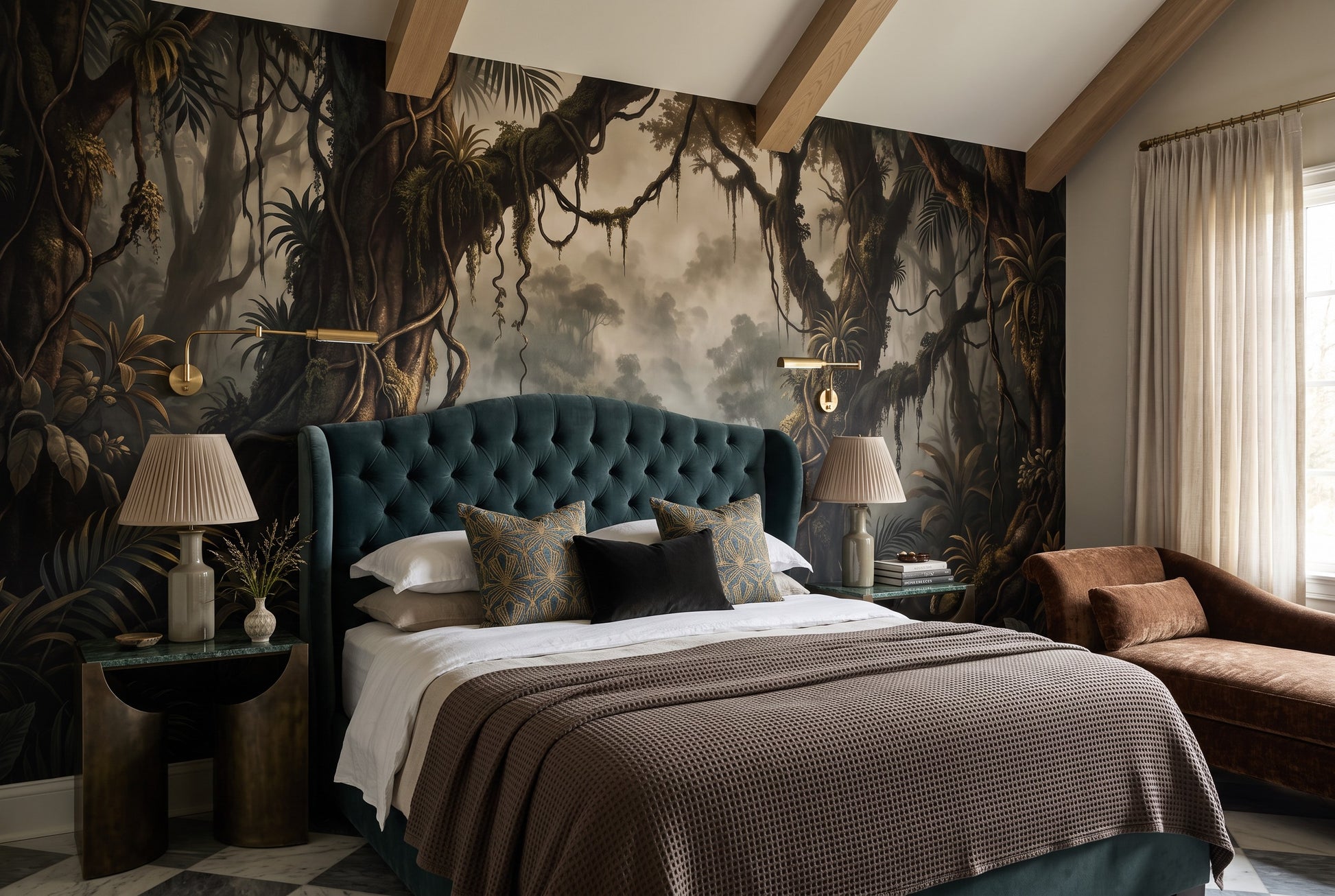 Charcoal Gothic Dark Forest Wallpaper Mural interior scene