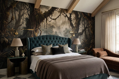 Charcoal Gothic Dark Forest Wallpaper Mural interior scene