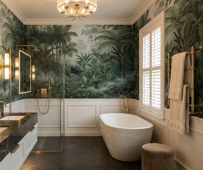 Atmospheric Misty Forest Wallpaper Mural interior scene