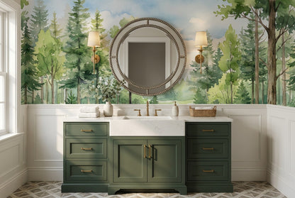 Fresh Meadow Forest Green Wallpaper Mural interior scene