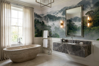 Hazy Misty Forest Wallpaper Mural interior scene