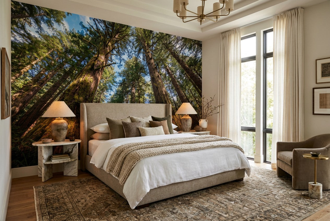 Amber Redwood Woodland Wallpaper Mural interior scene