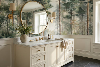 Moss Forest Green Wallpaper Mural interior scene