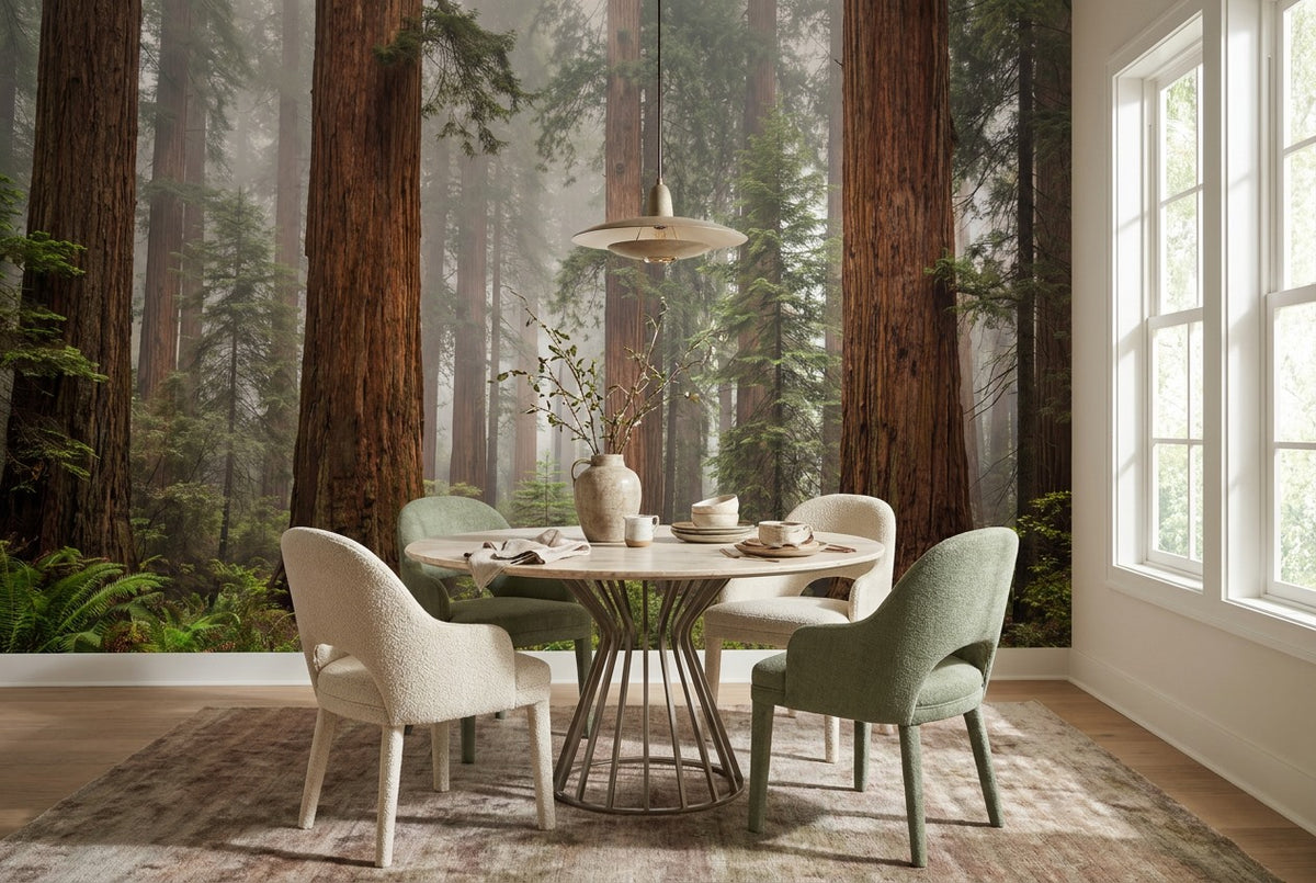 Chestnut Woodland Redwood Wallpaper Mural interior scene