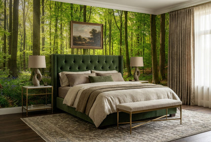 Fresh Forest Green Wallpaper Mural interior scene