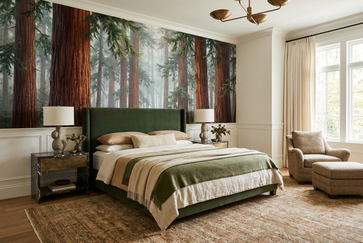 Deep Scenic Redwood Forest Wallpaper Mural interior scene