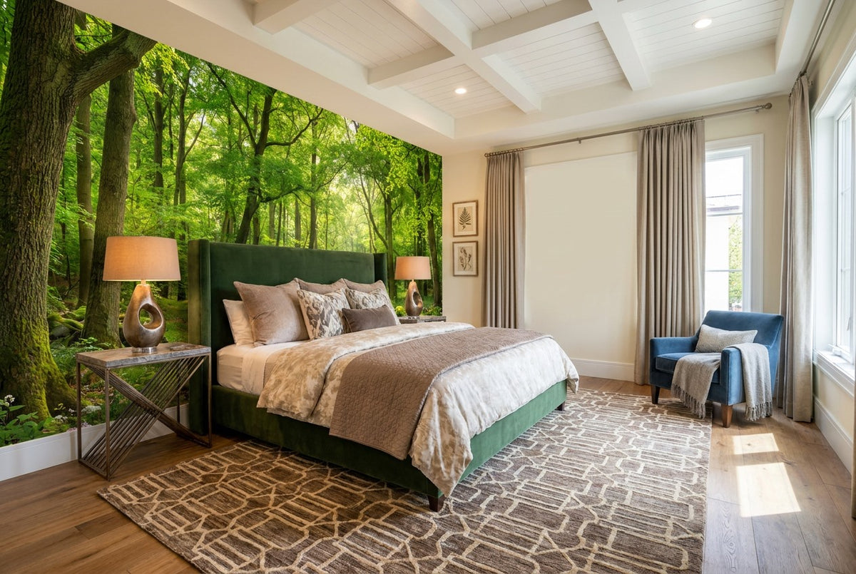 Sage Forest Green Wallpaper Mural interior scene