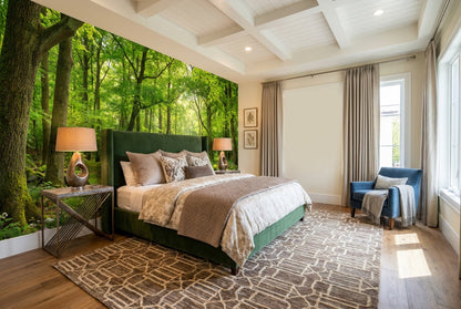 Sage Forest Green Wallpaper Mural interior scene
