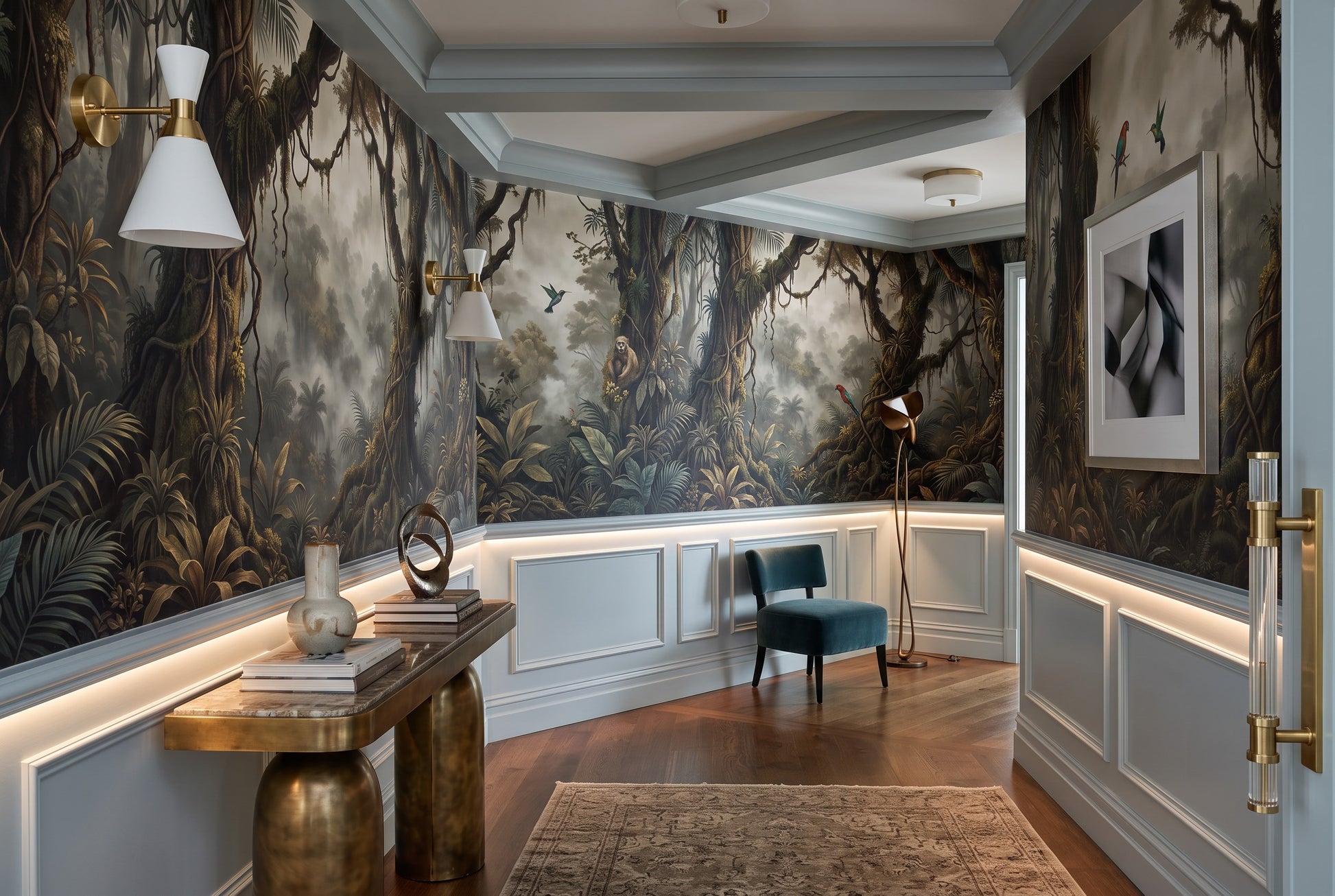 Charcoal Gothic Dark Forest Wallpaper Mural interior scene