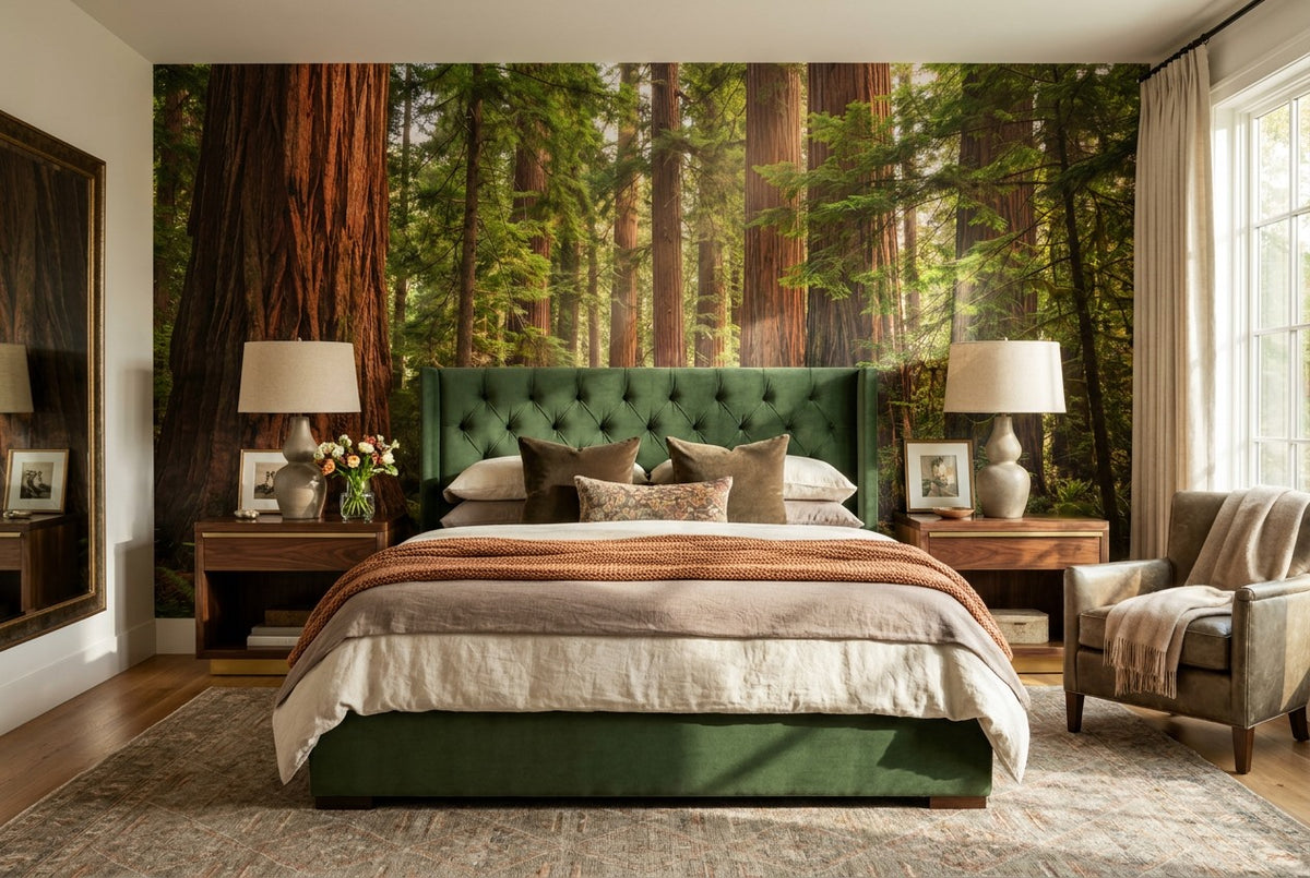 Ancient Warm Redwood Forest Wallpaper Mural interior scene