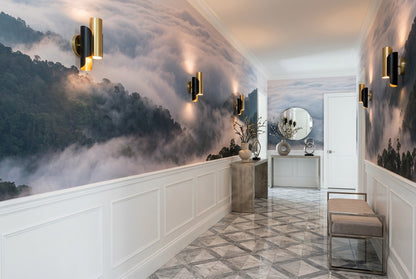 Ethereal Gray Misty Forest Wallpaper Mural interior scene