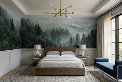Pale Calm Misty Forest Wallpaper Mural interior scene