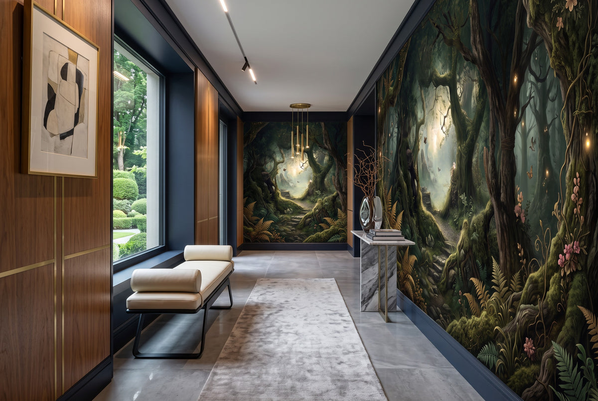 Nocturnal Moon Dark Forest Wallpaper Mural interior scene