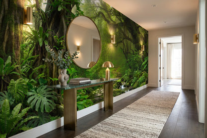 Verdant River Green Jungle Wallpaper Mural interior scene