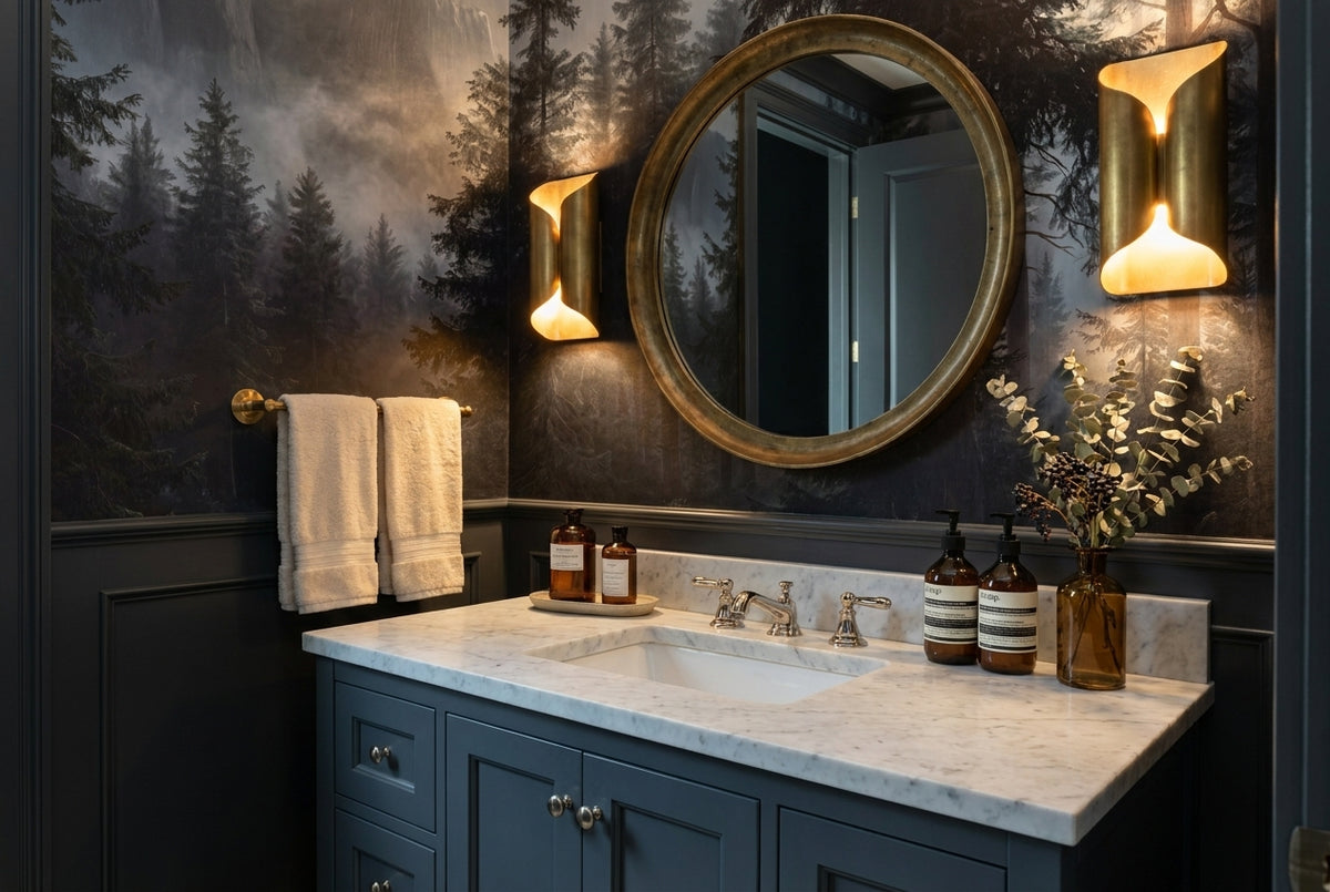 Gloomy Pine Dark Forest Wallpaper Mural interior scene
