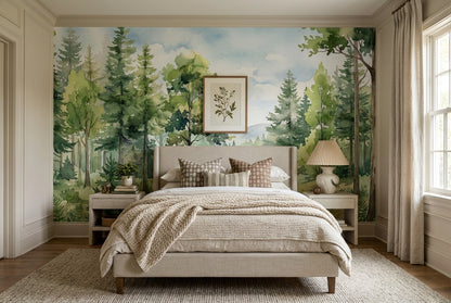 Fresh Meadow Forest Green Wallpaper Mural interior scene