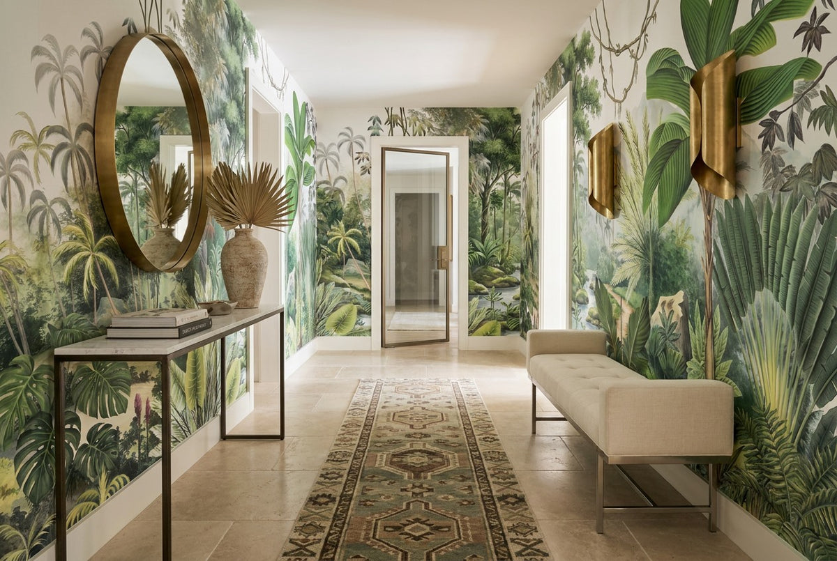 Jade Rainforest Green Jungle Wallpaper Mural interior scene