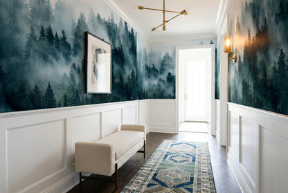 Grey Misty Forest Wallpaper Mural interior scene