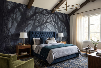 Deep Mist Dark Forest Wallpaper Mural interior scene