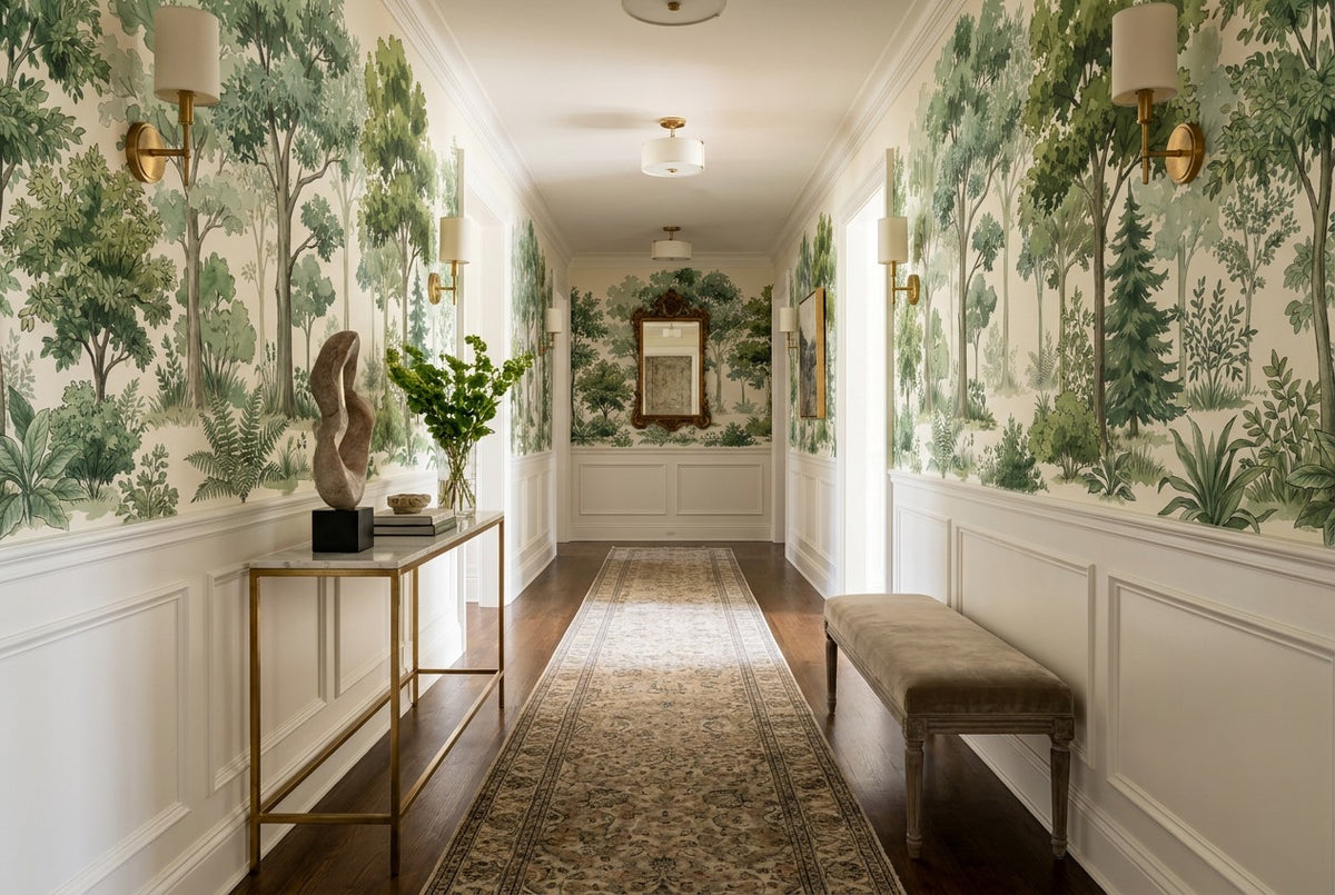 Olive Forest Green Wallpaper Mural interior scene