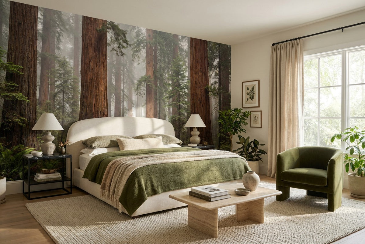 Deep Scenic Redwood Forest Wallpaper Mural interior scene
