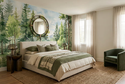 Fresh Meadow Forest Green Wallpaper Mural interior scene