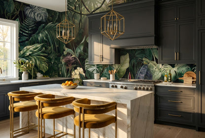Mossy Foliage Green Jungle Wallpaper Mural interior scene