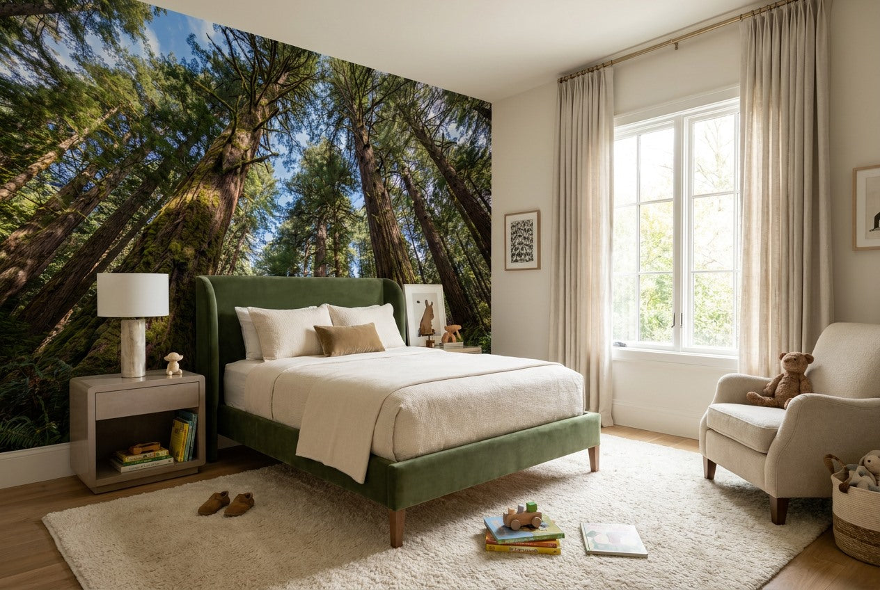 Amber Redwood Woodland Wallpaper Mural interior scene