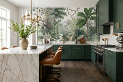 Jade Rainforest Green Jungle Wallpaper Mural interior scene