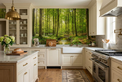 Fresh Forest Green Wallpaper Mural interior scene