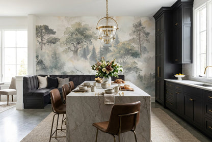 Blue Misty Forest Wallpaper Mural interior scene