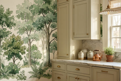 Olive Forest Green Wallpaper Mural interior scene