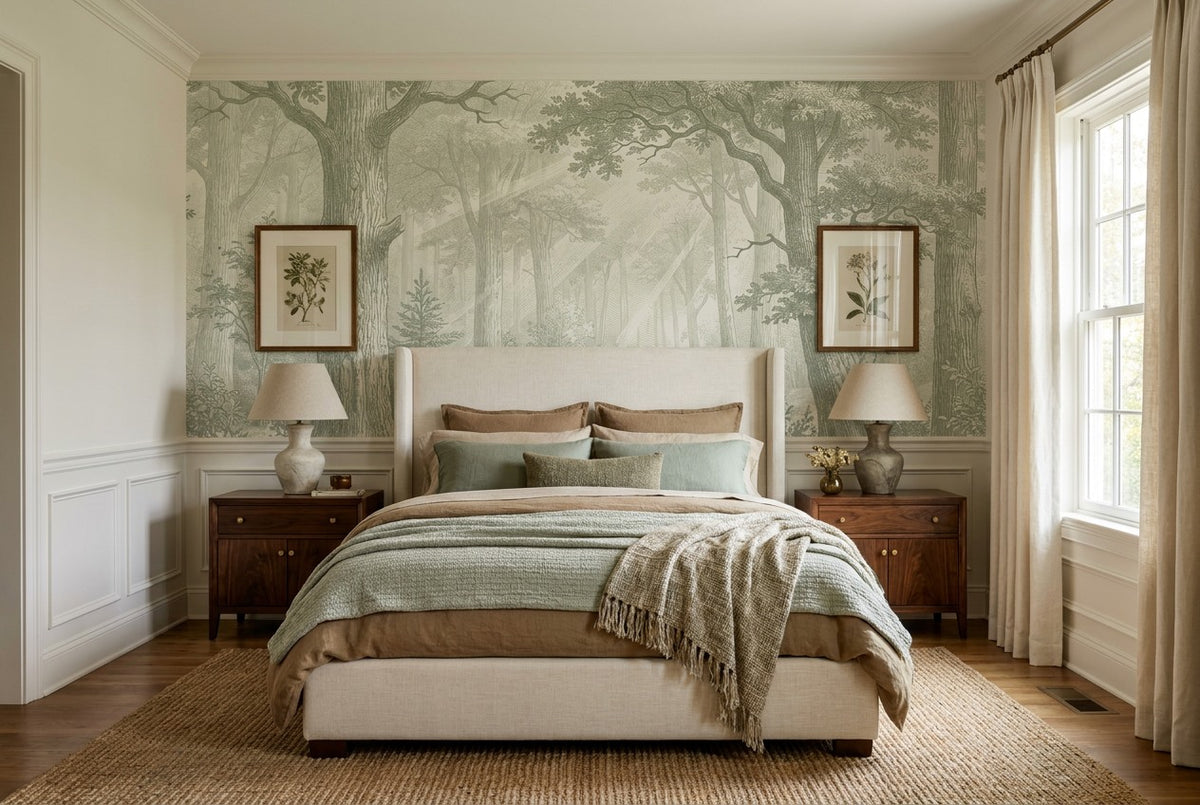 Verdant Forest Green Wallpaper Mural interior scene