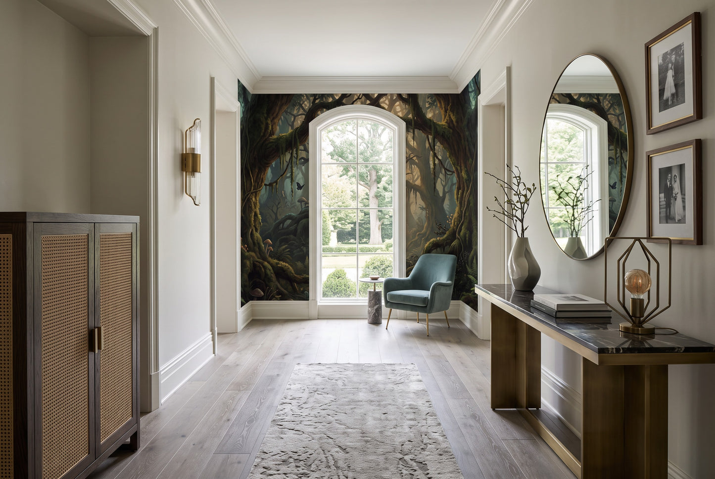 Dim Glow Dark Forest Wallpaper Mural interior scene