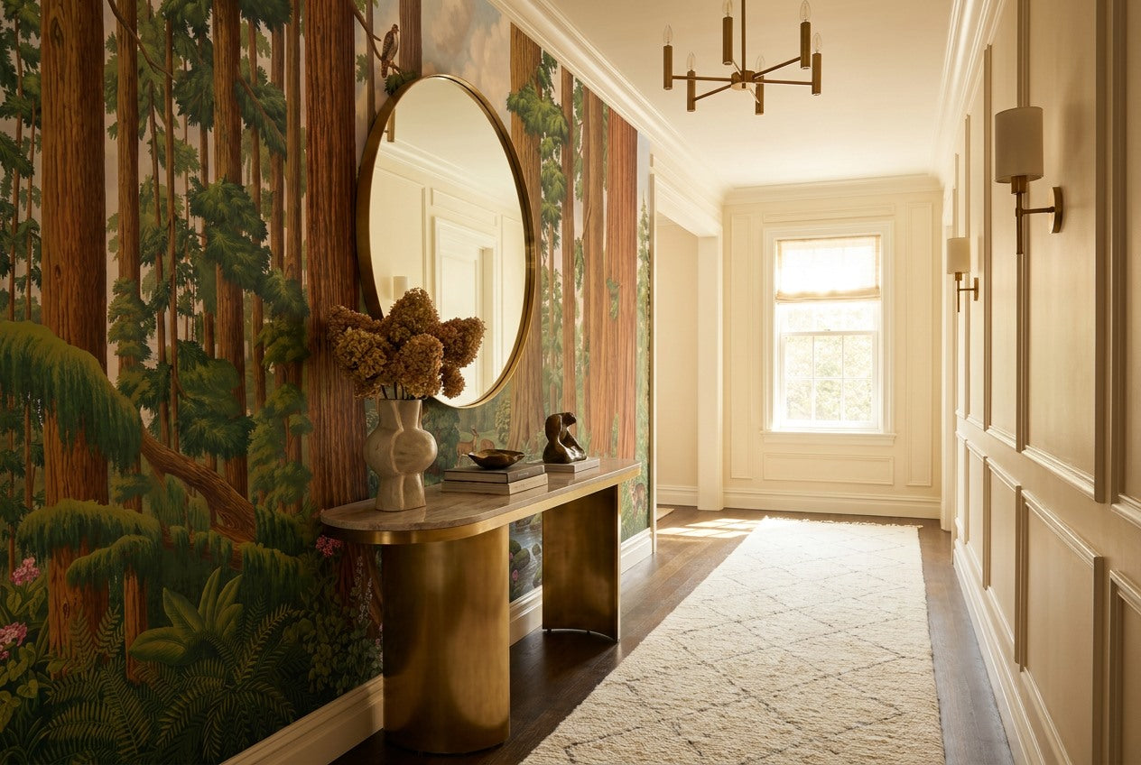 Majestic Brown Redwood Forest Wallpaper Mural interior scene