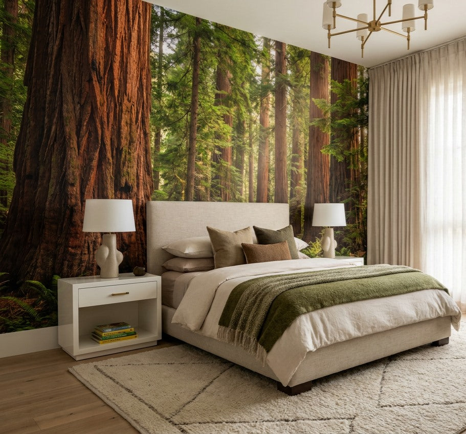Ancient Warm Redwood Forest Wallpaper Mural interior scene