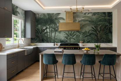 Atmospheric Misty Forest Wallpaper Mural interior scene