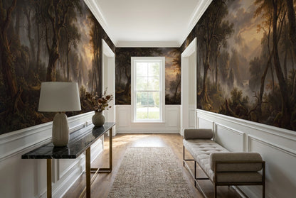 Midnight Mountain Dark Forest Wallpaper Mural interior scene