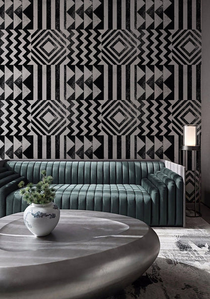 Monochrome Geometric Harmony Mural Wallpaper