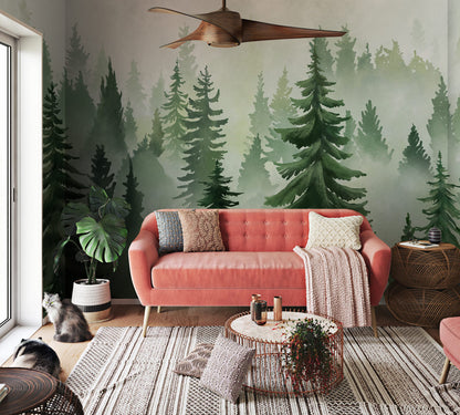 Misty Forest Escape Mural Wallpaper