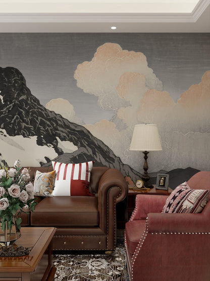 Ethereal Mountain Clouds Mural Wallpaper